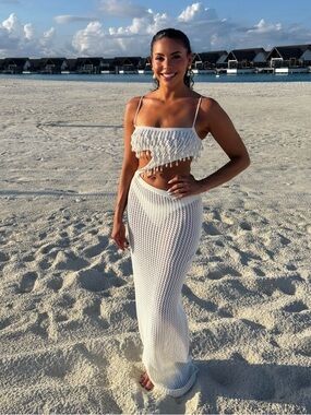 Peppermayo Shellbound Crochet Maxi Dress in Ivory